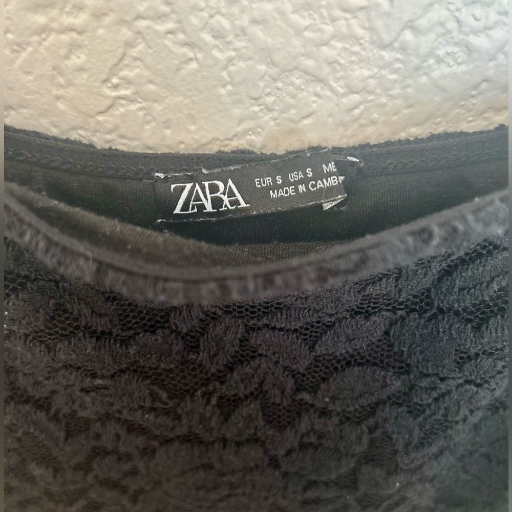 Zara Black Lace Spaghetti Strap Mini Dress Size S | Classic Elegant Little Black - Picture 3 of 4